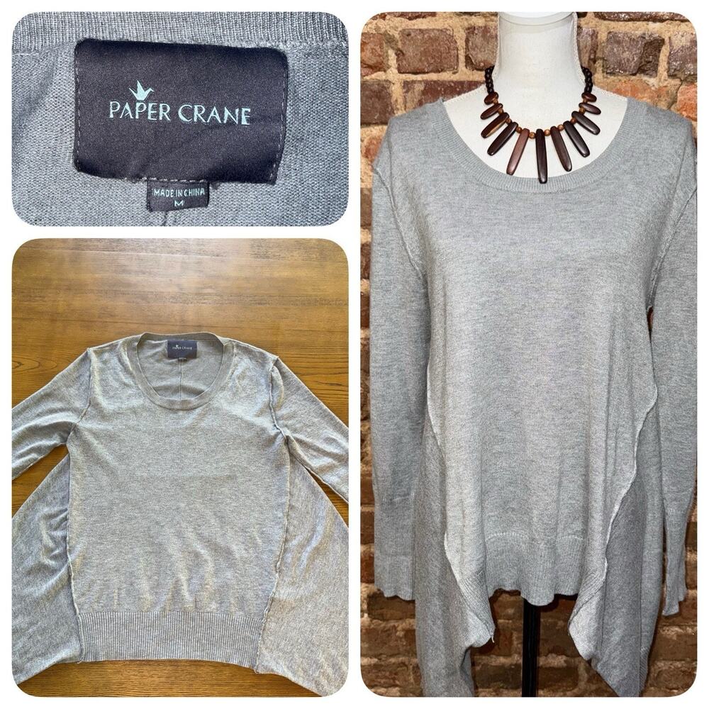 Paper Crane by Anthropologie Women's Gray Sweater Sz M Lagenlook Oversized EUC